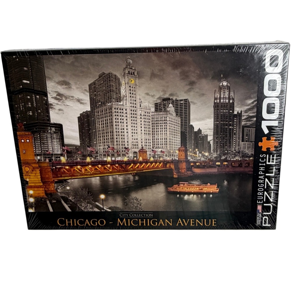 Eurographics Chicago Michigan Avenue 1000 Piece Jigsaw Puzzle New Sealed USA